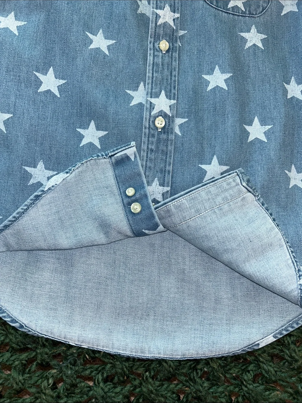 Ralph Lauren Blue Denim Star-Print Button-Down Shirt